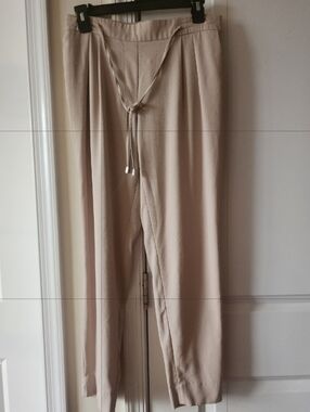 Light Beige Drawstring Knit Pants